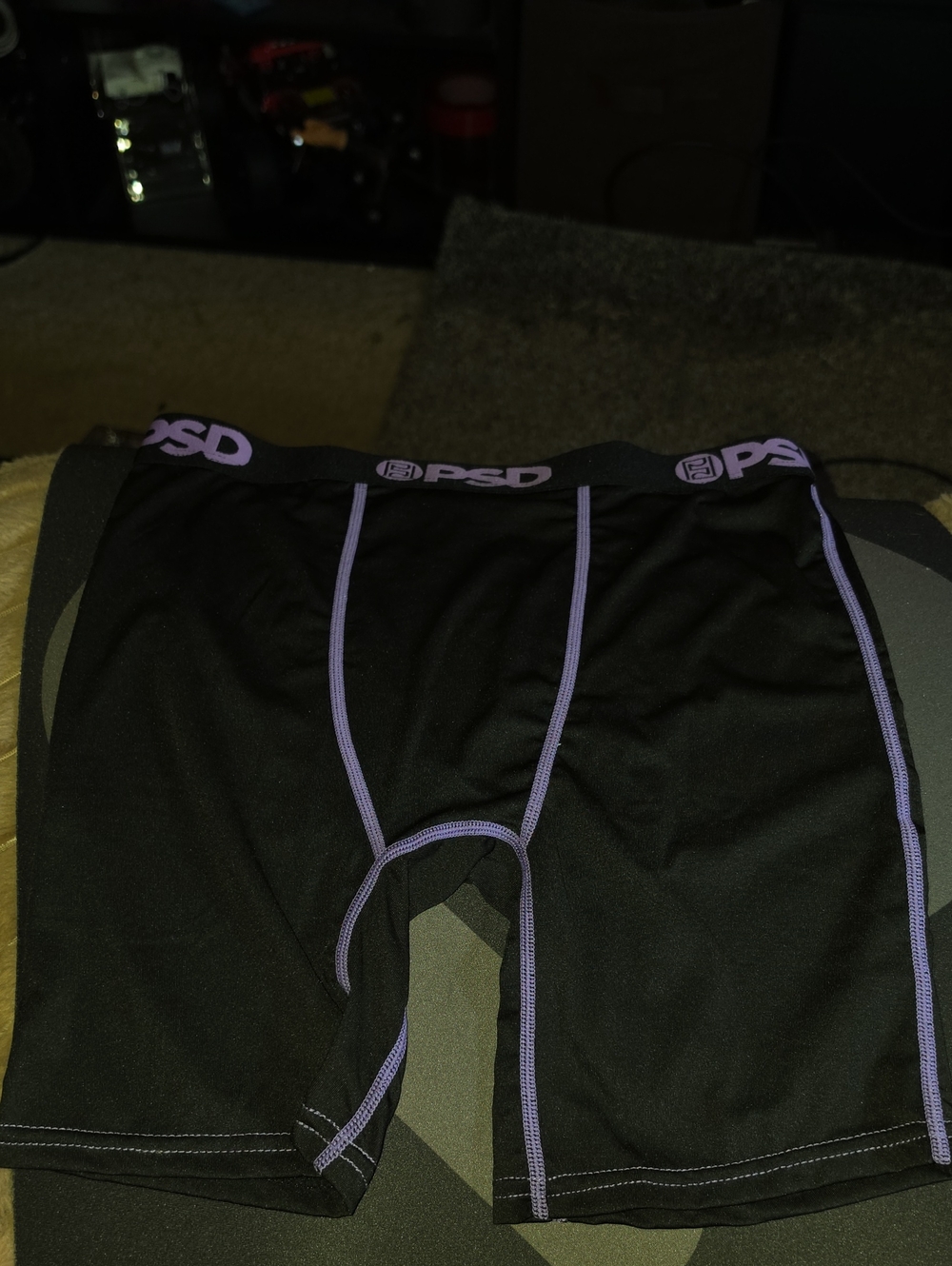 PSD Black & Purple Boys XL Boxer Briefs with Purple Stitching